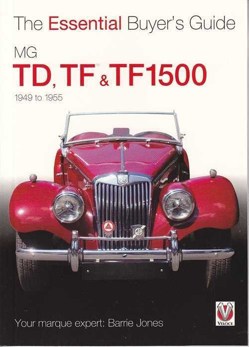 Paperback MG car buyer’s guide book with red classic grille on cover