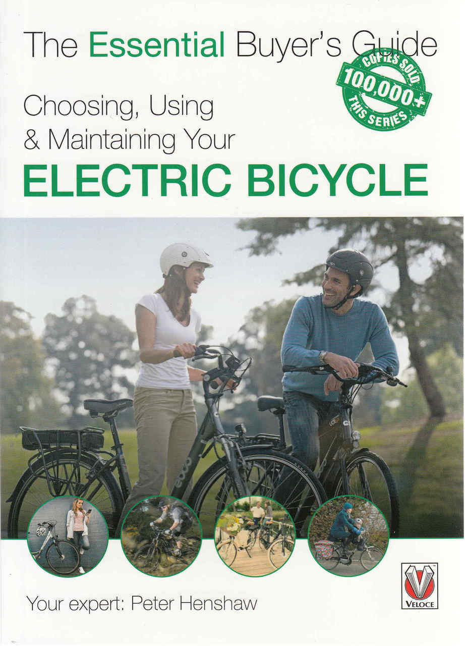 Electric bicycle buyers guide book, front cover with couple on bikes