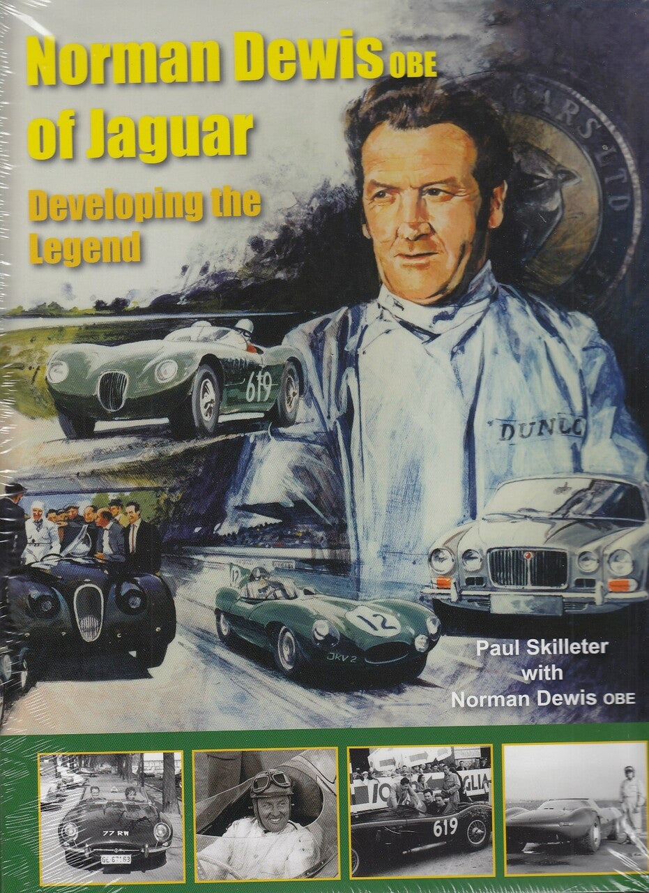 Book cover featuring a man in a light shirt and classic Jaguar race cars