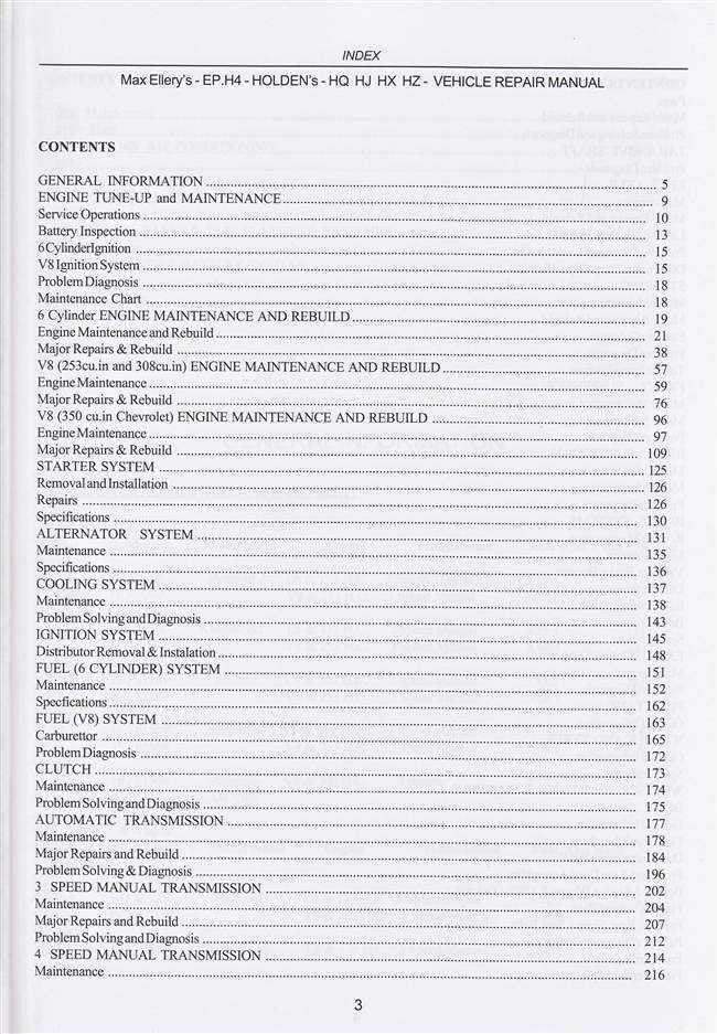 Holden HQ, HJ, HX, HZ Series 1971 - 1978 Workshop Manual