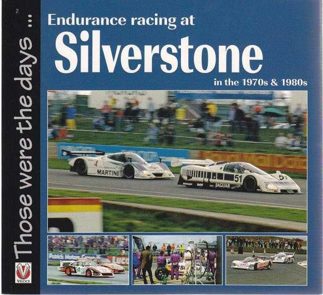 Motorsport book cover showing Silverstone title and white race cars on track