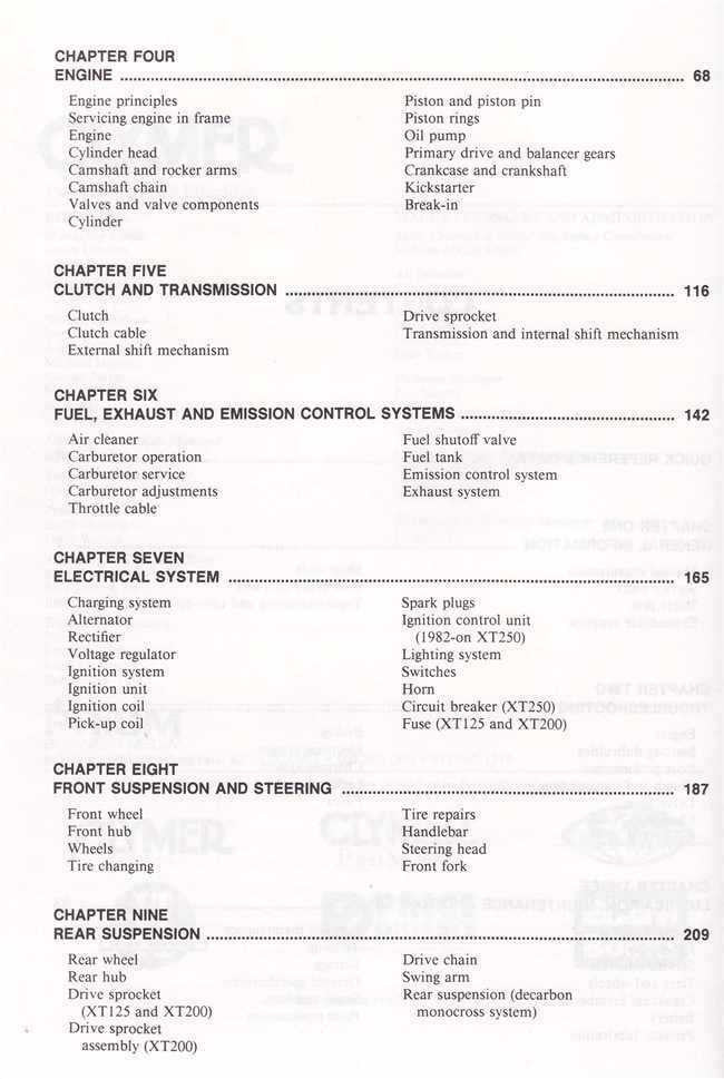 Yamaha XT125, XT200, XT250 1980 - 1984 Workshop Manual