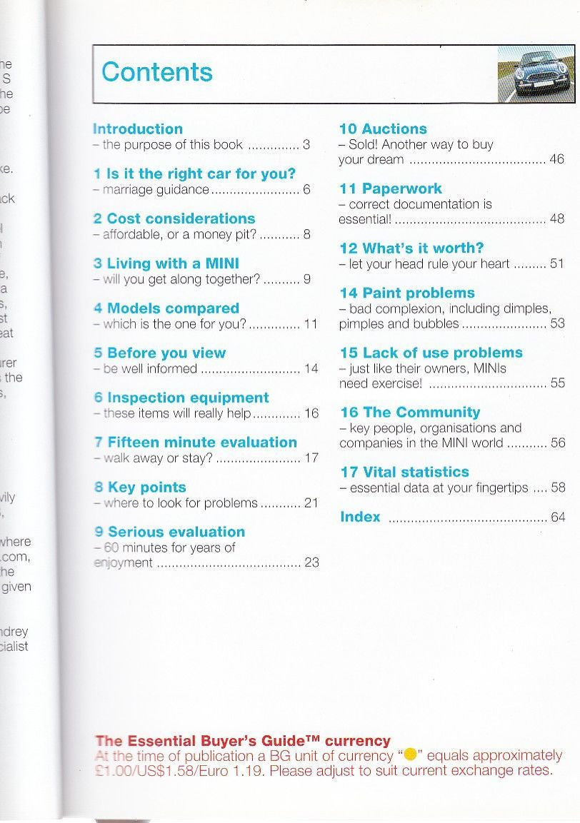 New Mini All models 2001 to 2006: The Essential Buyer's Guide Contents