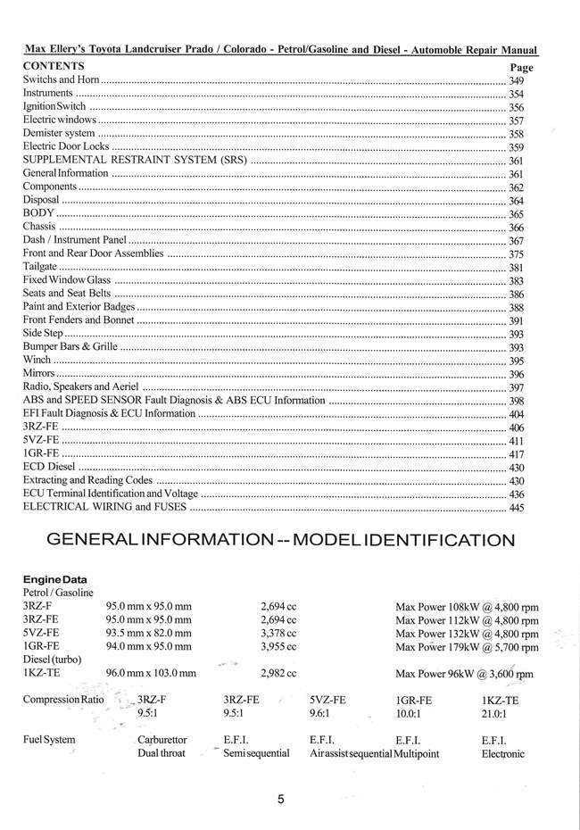 Toyota Prado 1996 - 2008 Petrol &amp; Diesel Workshop Manual