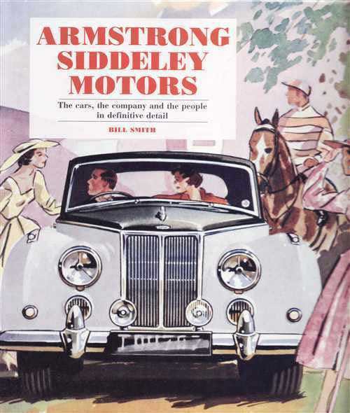 Armstrong Siddeley Motors car history book cover with vintage car and horse illustration.