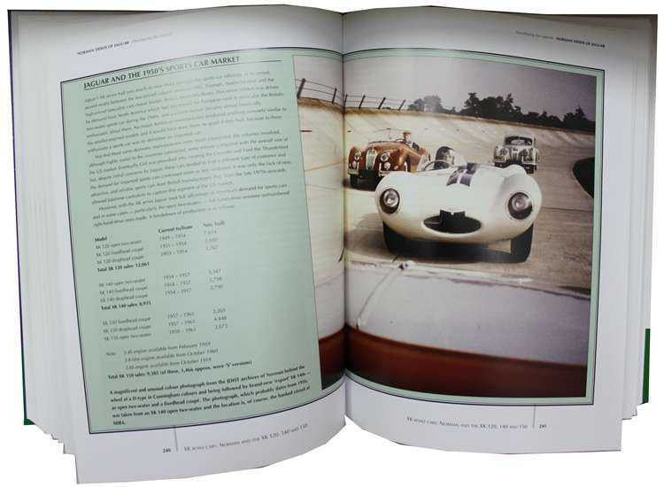 Open book spread with chapter text and a color photo of a race car on track