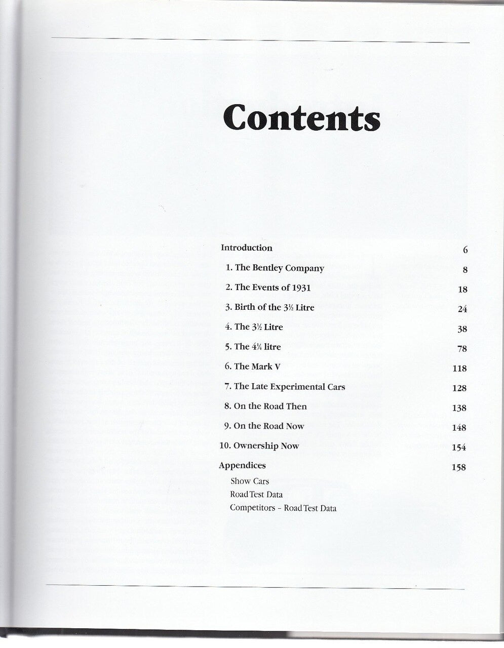 Bentley 3 1/2 & 4 1/4 Litre 1933 - 1940 In Detail Contents