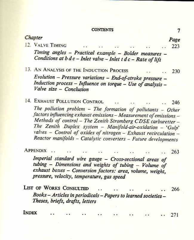 Book contents page showing chapter list, appendix, and index