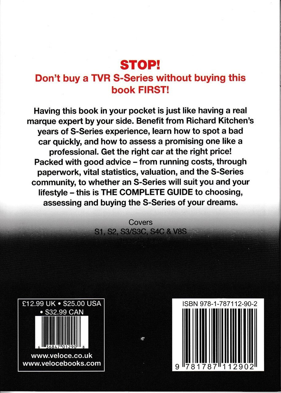 TVR S-Series buyer's guide, back cover with ISBN and barcode