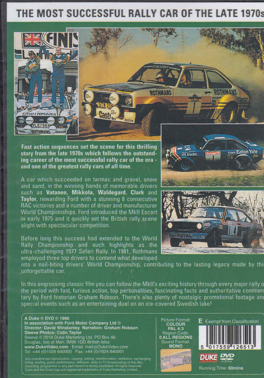 The Story Of The Mk 2 Escort DVD (5017559126513)  - back