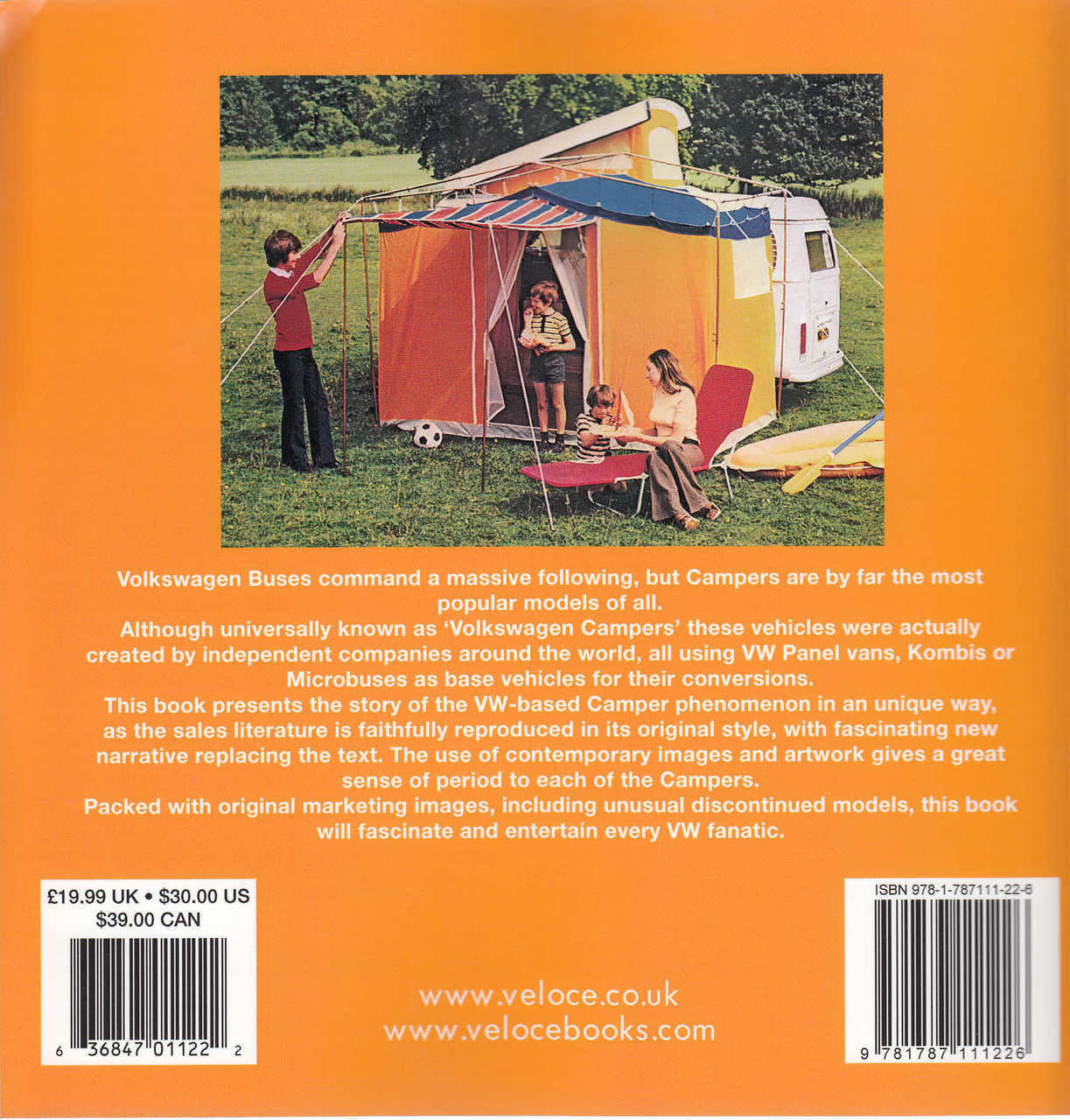 Paperback camper conversion book back cover with camper photo, pricing info, barcode