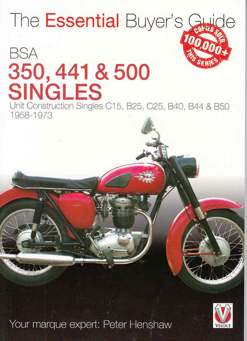 Book cover for BSA 350, 441 & 500 Singles with red motorcycle