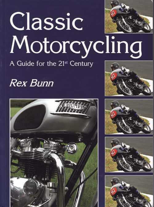 Motorcycling guide book cover in blue with large title text and author Rex Bunn