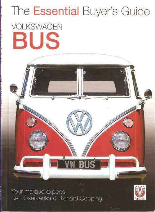 Volkswagen Bus buyer's guide book cover, red-and-white VW bus front illustration