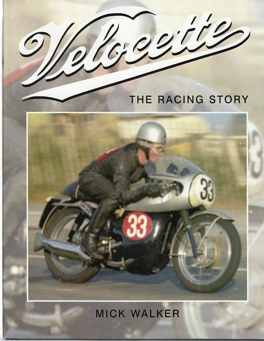 Velocette racing story book cover with motorcycle racer and Mick Walker name