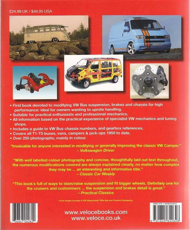 Automotive performance guide book back cover with vehicle photos and feature text