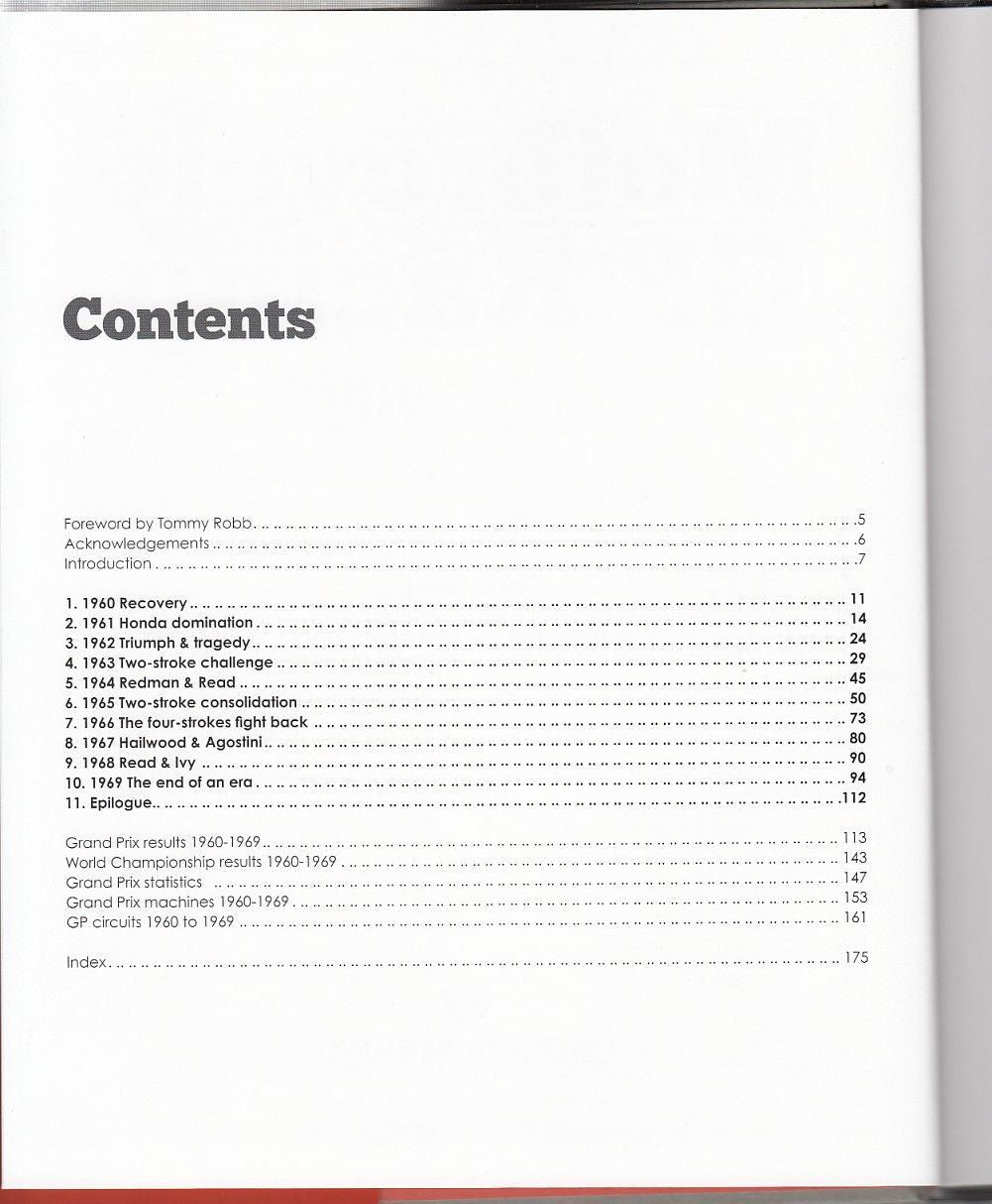 Motorcycle GP Racing in the 1960s Content