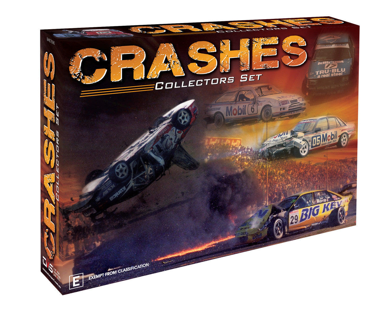 Crashes Collectors Set DVD box with racing car artwork, orange and black design