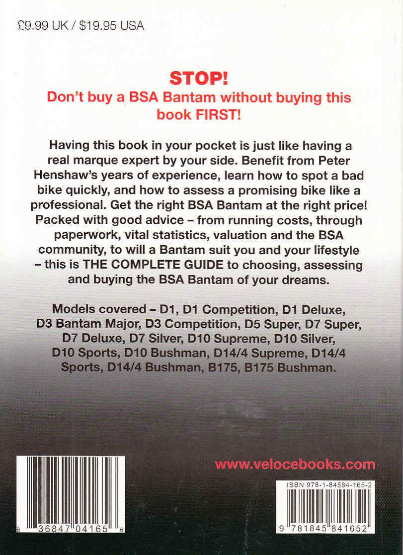 Buyer’s guide back cover with barcode and Bantam model list