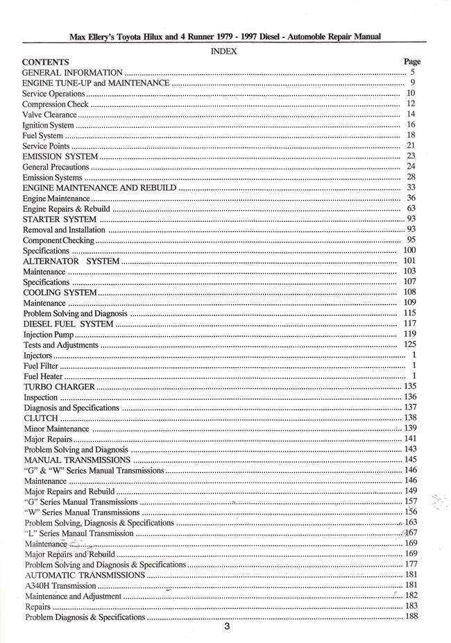 Toyota Hi-Lux &amp; 4Runner Diesel LN Series 1979 - 1997 Workshop Manual