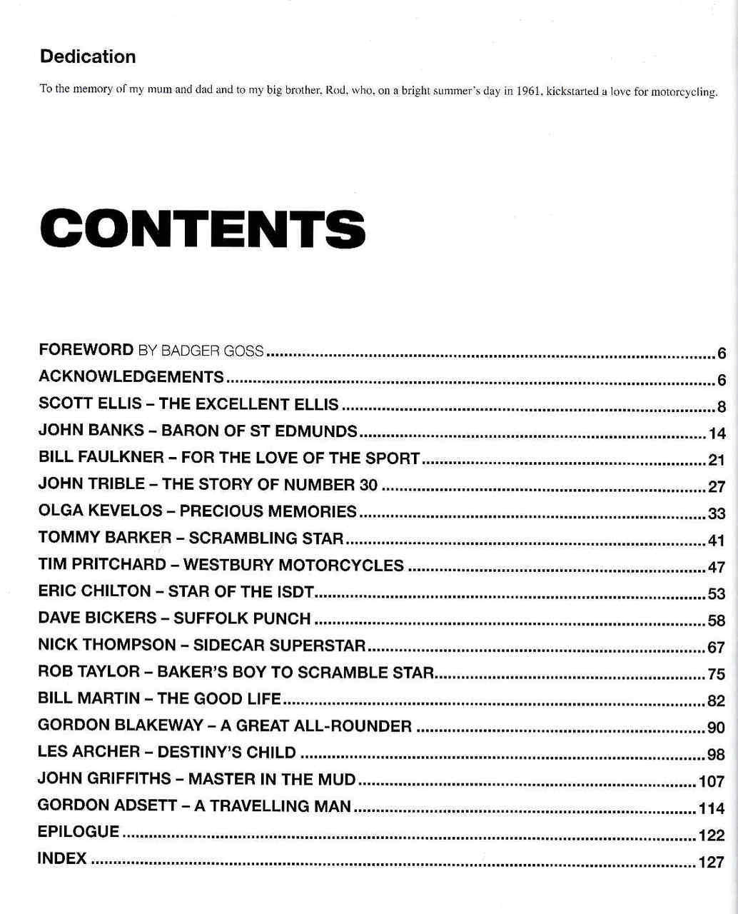 Book table of contents page with CONTENTS heading and section list