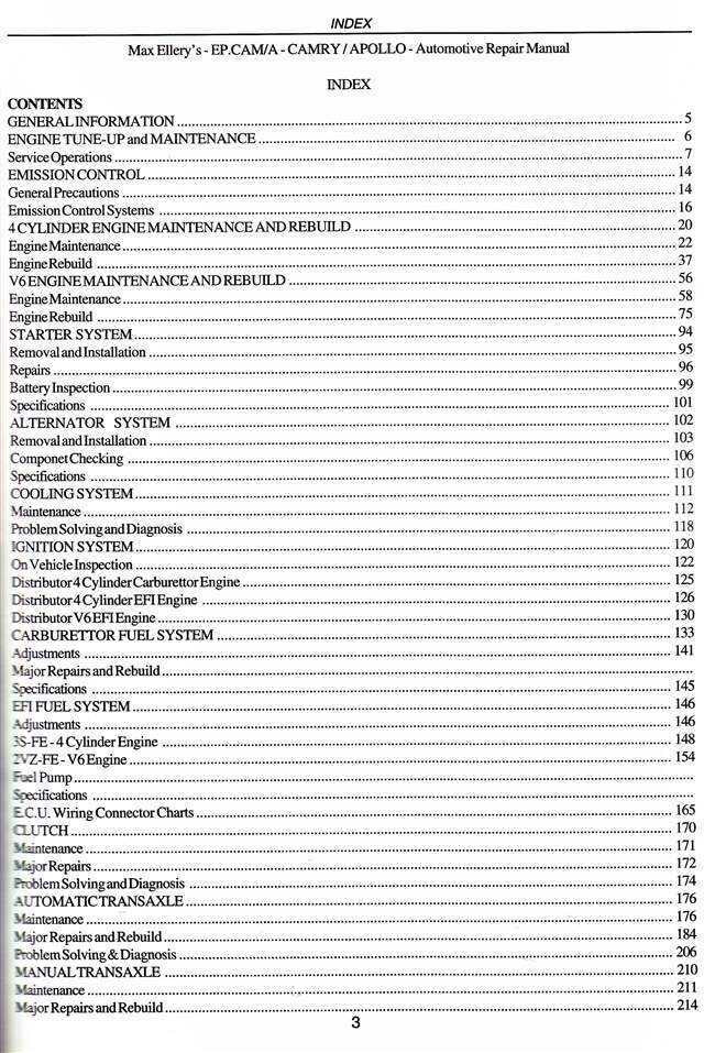 Toyota Camry SV21-22, VZV21, Holden Apollo JK-JL 1987 - 1992 Workshop Manual