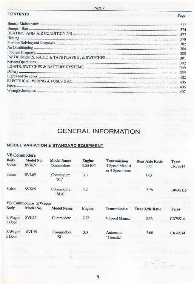 Holden Commodore VB VC VH VK 1978 - 1986 Workshop Manual