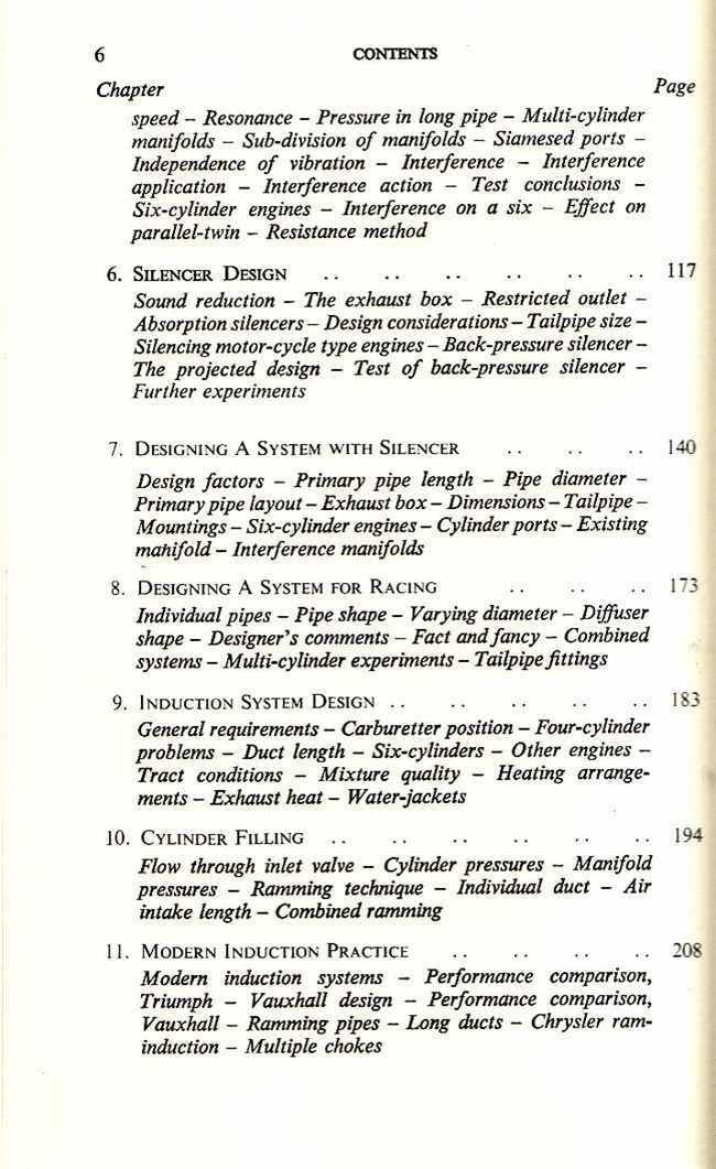 Book contents page listing chapters 6 to 11 and page numbers