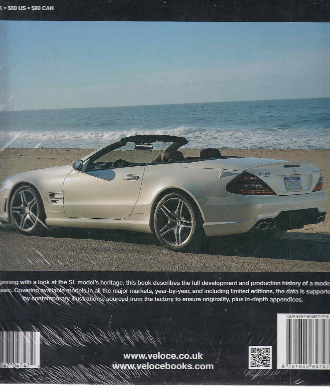 Mercedes-Benz SL R230 series roadster on book cover, side front view
