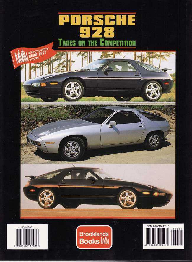 Porsche 928 book with three car photos on a dark background