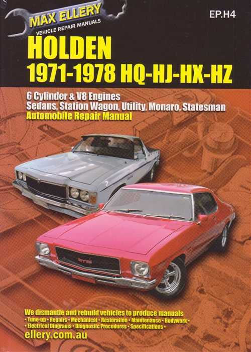 Holden HQ, HJ, HX, HZ Series 1971 - 1978 Workshop Manual