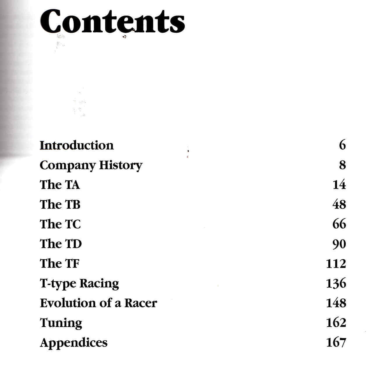 Book contents page with chapter list: Introduction, Company History, TA, TB, TC, TD, TF.