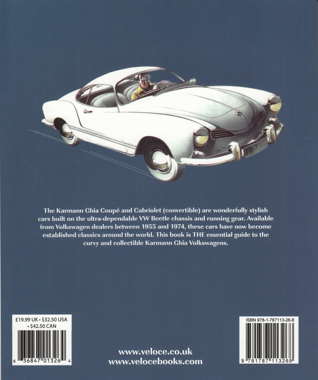 Karmann Ghia Coupe & Cabriolet book cover with white classic car