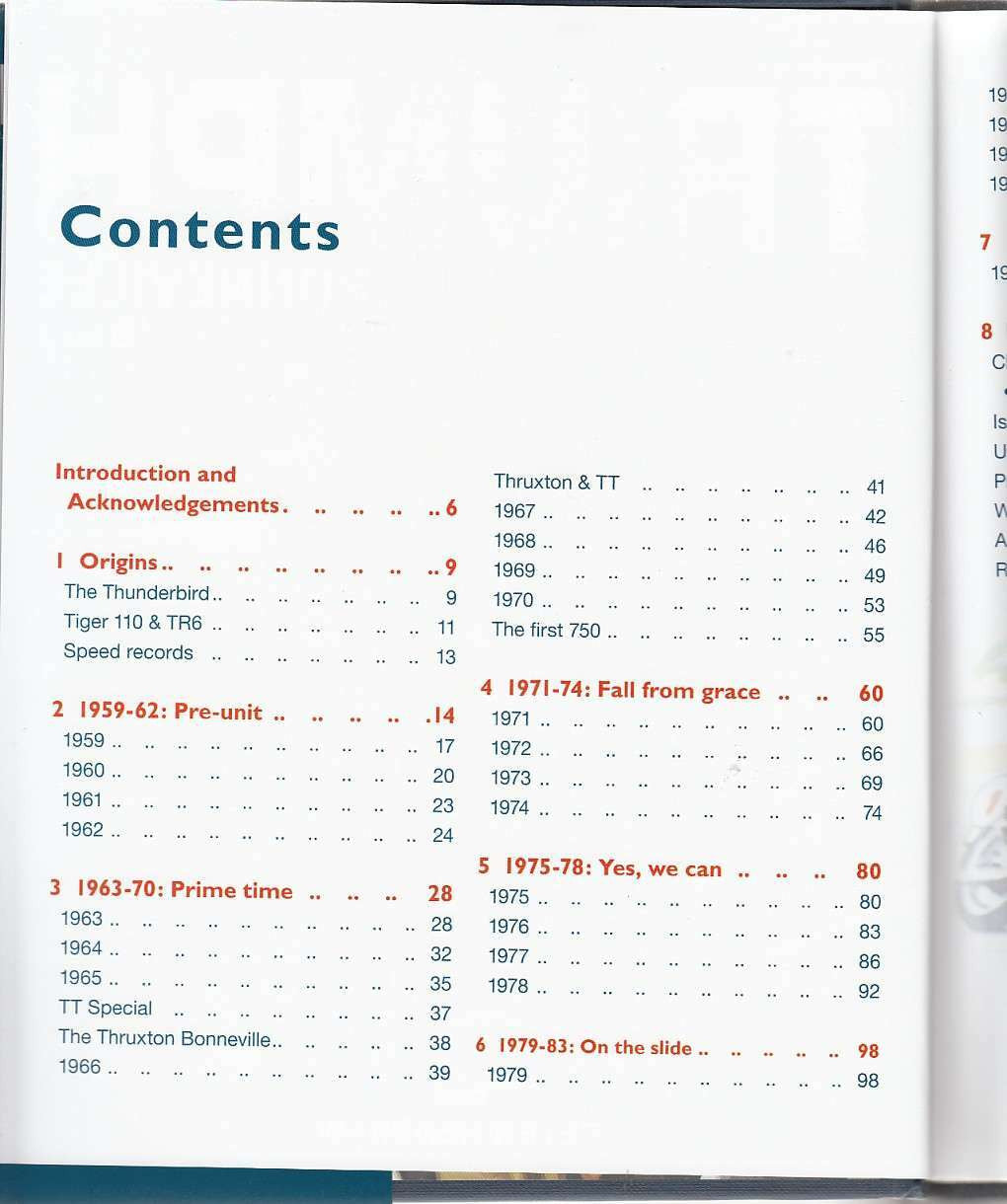 Open book showing Contents list with numbered sections on off-white pages