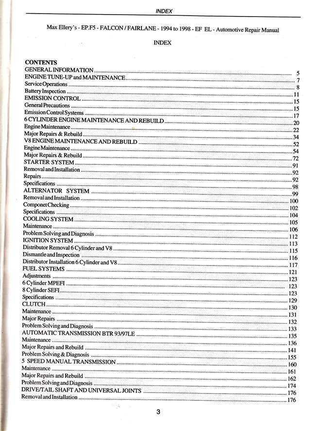 Ford Falcon / Fairlane EF, EL, NF, NL 1994 - 1998 Workshop Manual