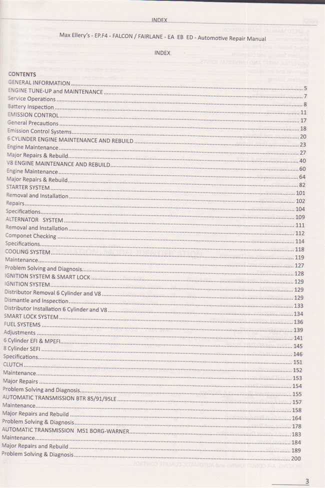 Ford Falcon EA, EB, ED Fairlane NA, NC, LTD DA, DC 1988 - 1994 Workshop Manual
