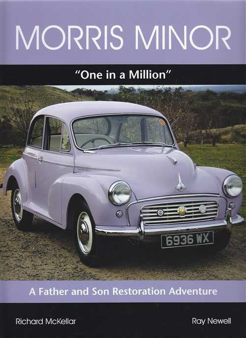 Paperback book front cover with light purple Morris Minor car and title text