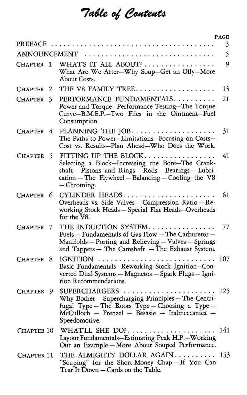 Reprint book table of contents page with chapters list and page numbers