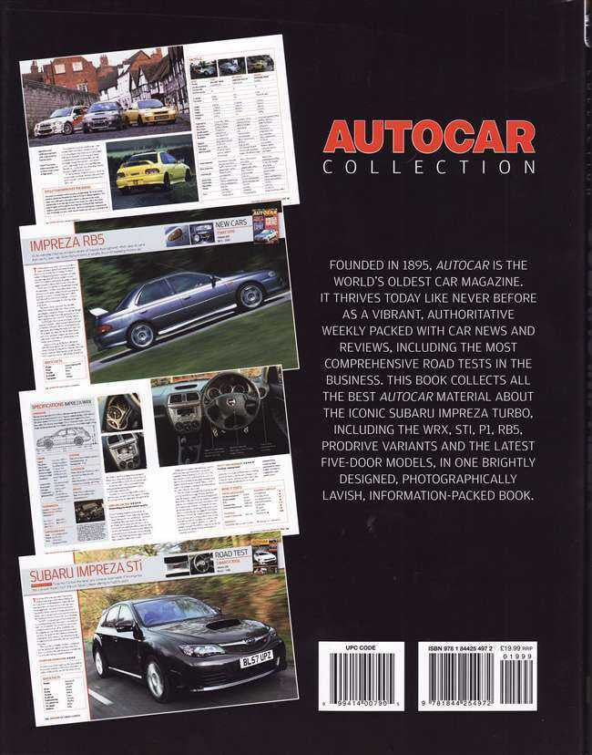 Subaru Impreza Turbo Autocar Collection booklet page spread with car photos