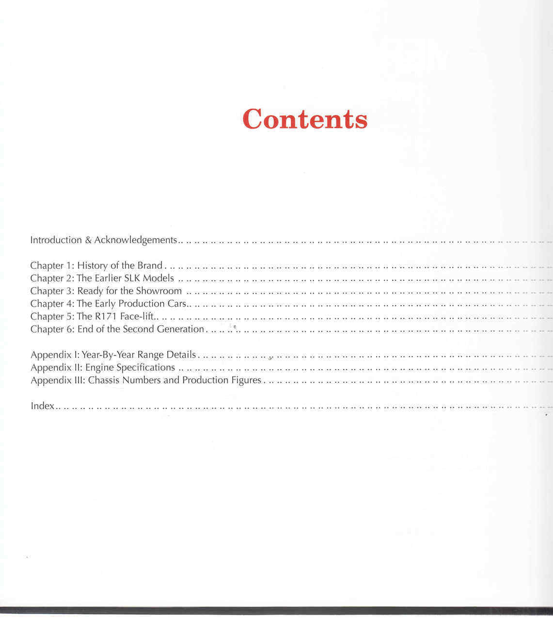 Mercedes-Benz SLK R171 series 2004 - 2011 Contents