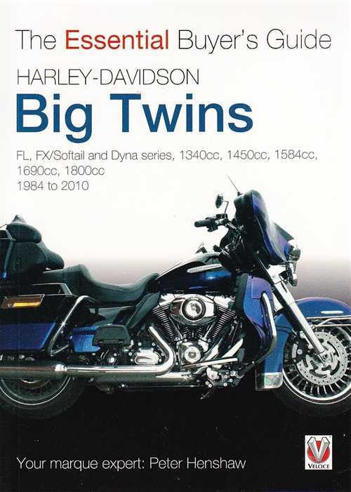 Essential buyer's guide book with Harley-Davidson Big Twins title and motorcycle art