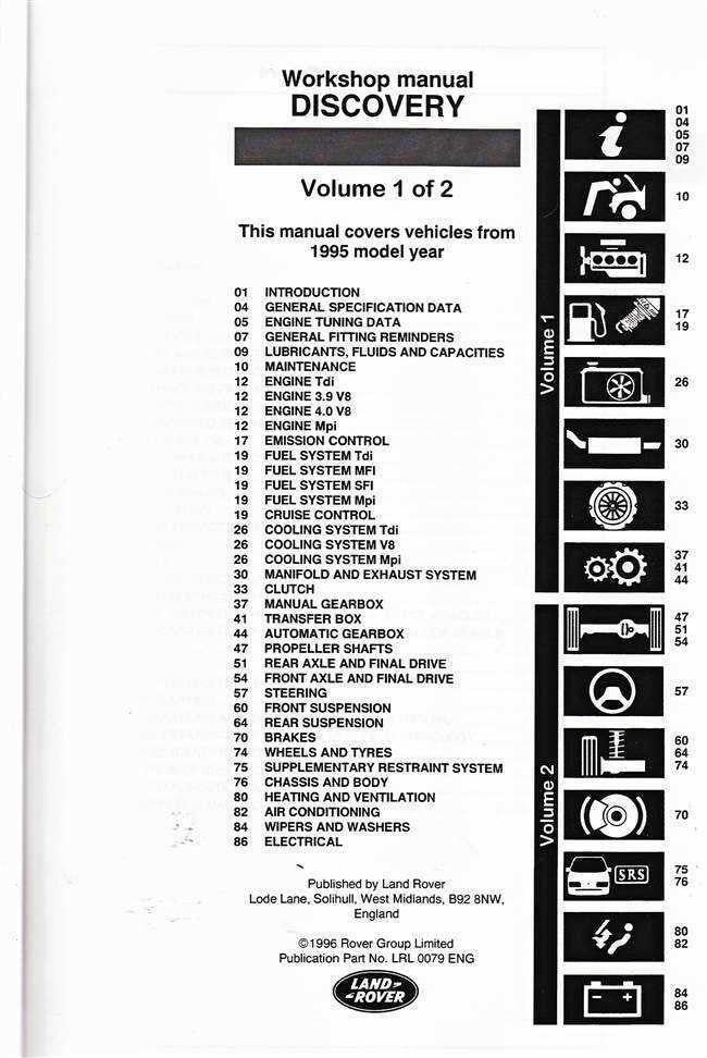 Land Rover Discovery 1994 - 1999 Workshop Manual (2 Volumes)