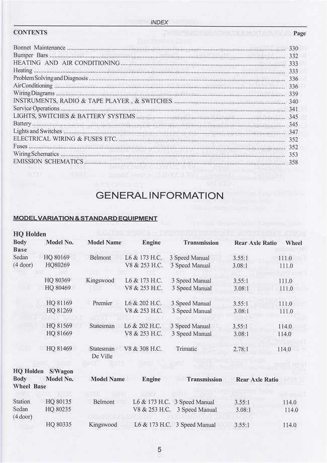 Holden HQ, HJ, HX, HZ Series 1971 - 1978 Workshop Manual