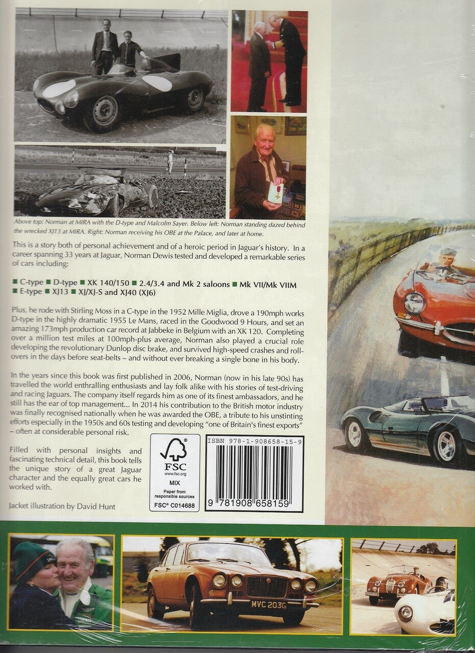 Book back cover with text, photos, and barcode plus classic sports car images