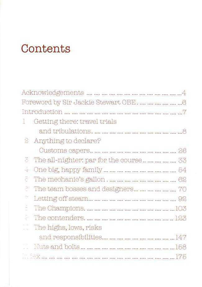 Paperback book contents page with section list on white background