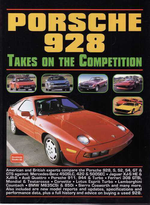 Porsche 928 book cover with orange sports car and green title text