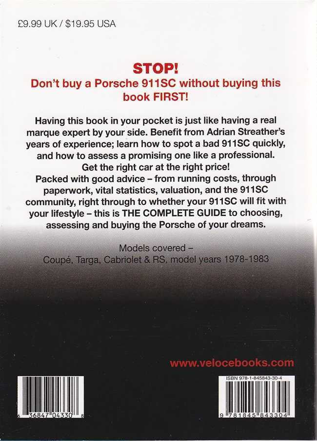 Automotive buyer’s guide book back cover with STOP note and barcodes