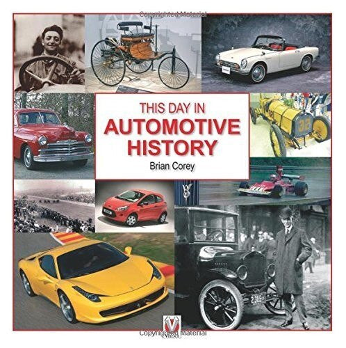 Automotive history book with collage of vintage cars on the cover
