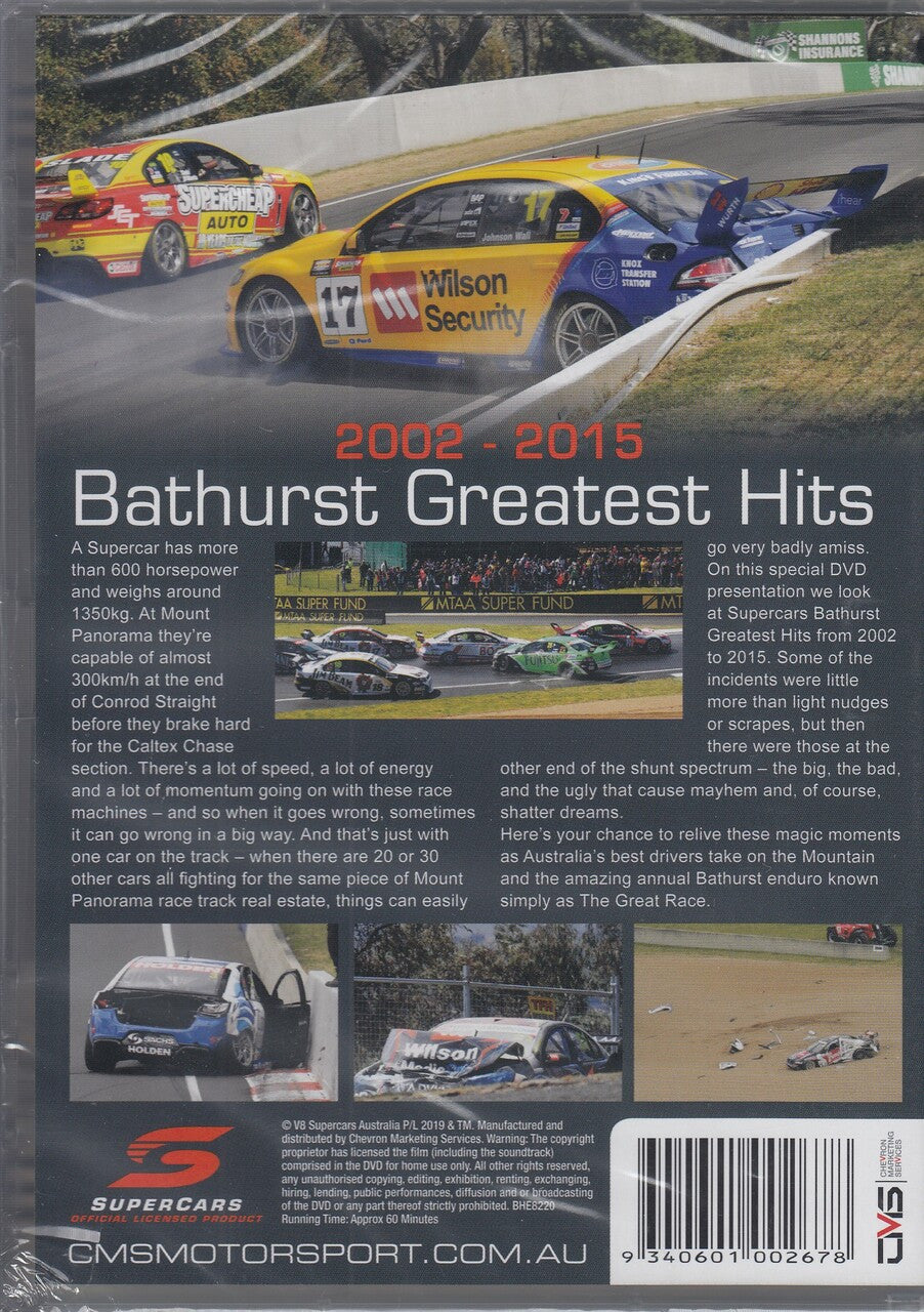Bathurst Greatest Hits 2002–2015 DVD back cover with car photos and track details