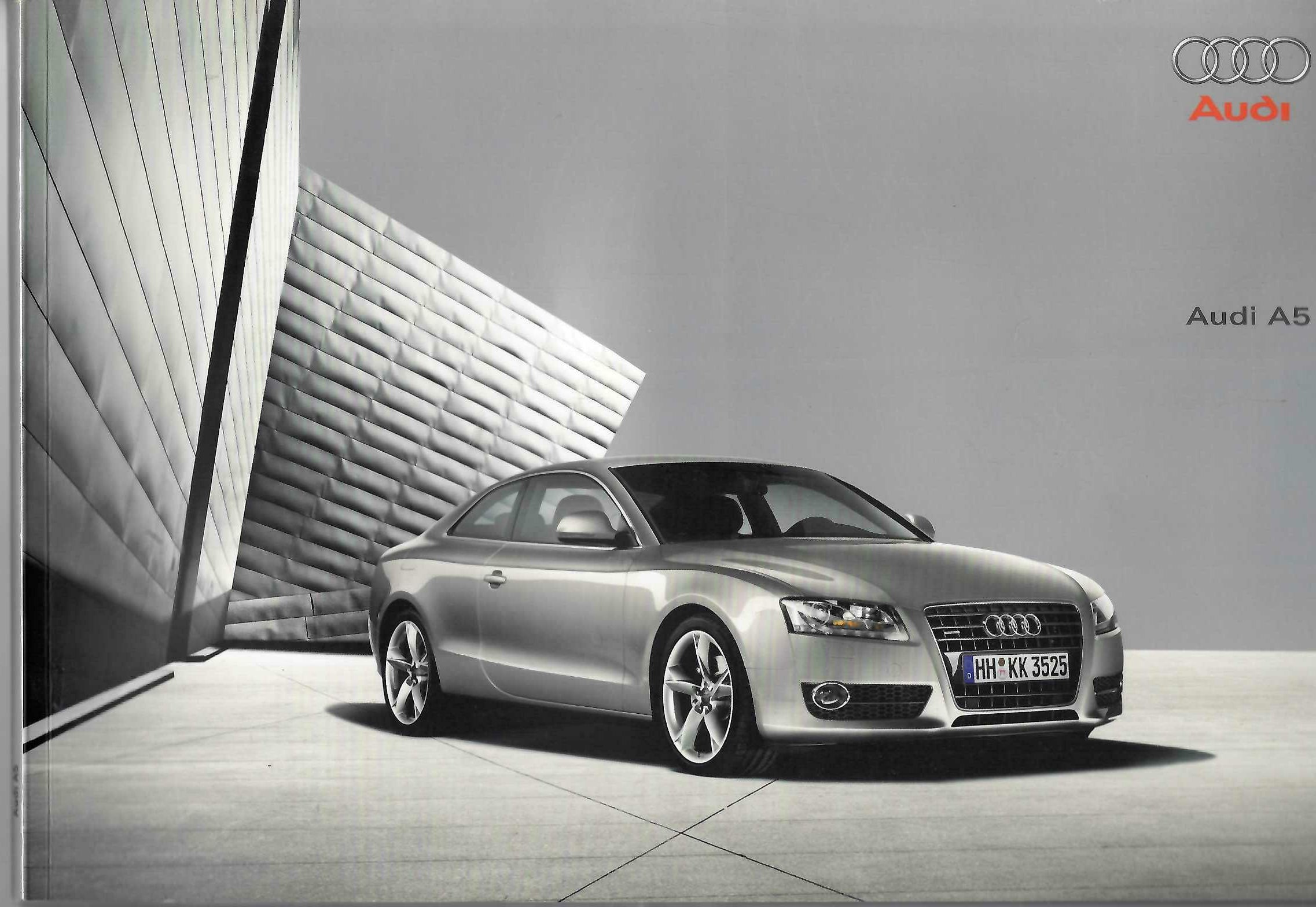 Audi A5 prestige portfolio cover, silver coupe photo with Audi logo